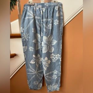 Soft Surroundings NWT Lochlea Indigo Palms Sz M (10/12) soft relaxed pants/jeans